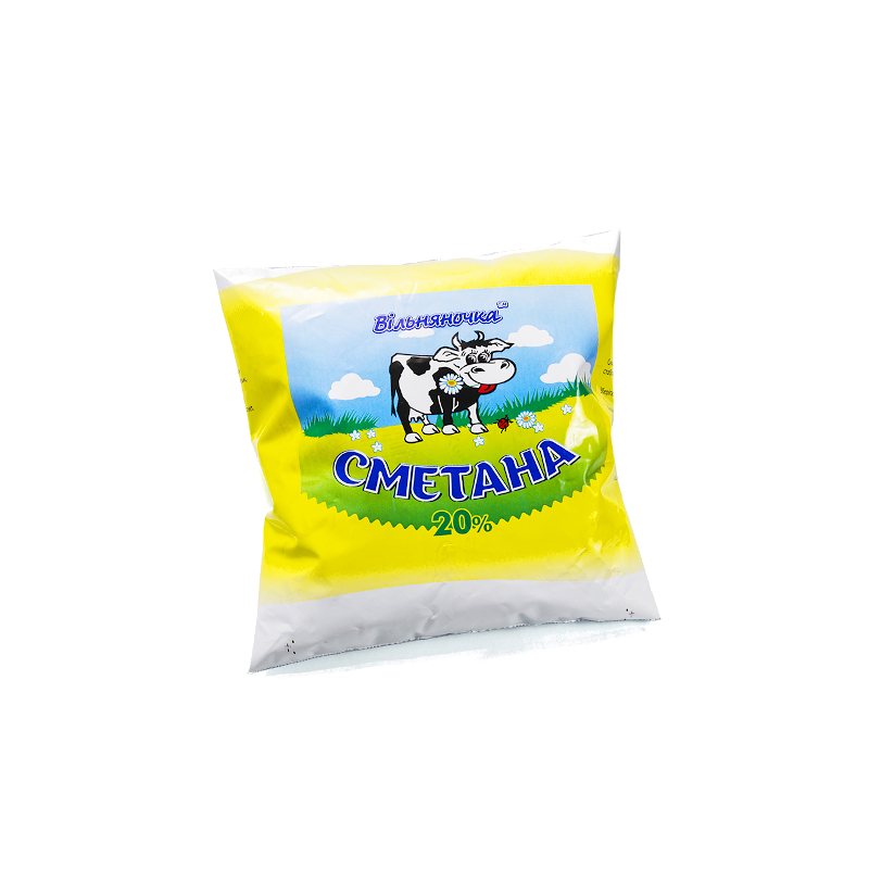 Сметана ВІЛЬНЯНОЧКА 20%, 400г, плівка поліетиленова